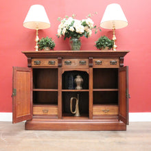 Load image into Gallery viewer, Antique Australian Blackwood &amp; Cedar Sideboard Cabinet with Drawers &amp; Shelves. B12590
