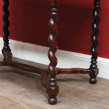 Load image into Gallery viewer, Antique English Mahogany Barley Twist Hall Console Table or Small Desk B13006
