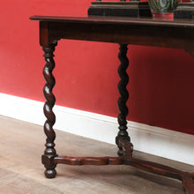 Load image into Gallery viewer, Antique English Mahogany Barley Twist Hall Console Table or Small Desk B13006
