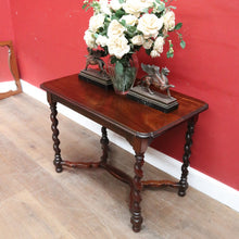 Load image into Gallery viewer, Antique English Mahogany Barley Twist Hall Console Table or Small Desk B13006
