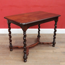 Load image into Gallery viewer, Antique English Mahogany Barley Twist Hall Console Table or Small Desk B13006
