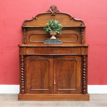 Load image into Gallery viewer, Antique English Mahogany 2 Door Barley Twist Columns Arched Panels with Carved backboard B13013
