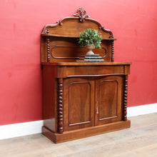 Load image into Gallery viewer, Antique English Mahogany 2 Door Barley Twist Columns Arched Panels with Carved backboard B13013
