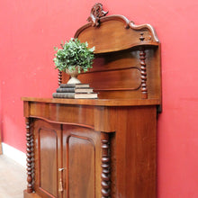 Load image into Gallery viewer, Antique English Mahogany 2 Door Barley Twist Columns Arched Panels with Carved backboard B13013
