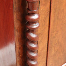 Load image into Gallery viewer, Antique English Mahogany 2 Door Barley Twist Columns Arched Panels with Carved backboard B13013
