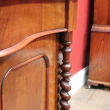Load image into Gallery viewer, Antique English Mahogany 2 Door Barley Twist Columns Arched Panels with Carved backboard B13013
