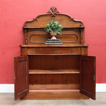 Load image into Gallery viewer, Antique English Mahogany 2 Door Barley Twist Columns Arched Panels with Carved backboard B13013
