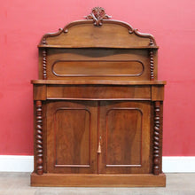 Load image into Gallery viewer, Antique English Mahogany 2 Door Barley Twist Columns Arched Panels with Carved backboard B13013
