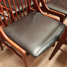 Load image into Gallery viewer, Set of Six Mid-Century Scandinavian Dining Chairs – Spindle Back, Black Seats. B12589
