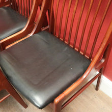 Load image into Gallery viewer, Set of Six Mid-Century Scandinavian Dining Chairs – Spindle Back, Black Seats. B12589

