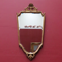 Load image into Gallery viewer, Antique Gilt Dutch Bevelled Edge Wall Hanging Mirror Shield shape with Floral details B12043
