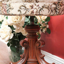 Load image into Gallery viewer, Antique English Walnut Piano Stool – Tapestry Seat, Carved Pedestal, Paw Feet. B12443
