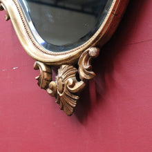 Load image into Gallery viewer, Antique Gilt Dutch Bevelled Edge Wall Hanging Mirror Shield shape with Floral details B12043
