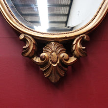 Load image into Gallery viewer, Antique Gilt Dutch Bevelled Edge Wall Hanging Mirror Shield shape with Floral details B12043
