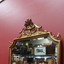 Load image into Gallery viewer, Antique Gilt Dutch Bevelled Edge Wall Hanging Mirror Shield shape with Floral details B12043
