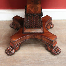 Load image into Gallery viewer, Antique English Flame Mahogany Drop Side Hall Table c1840 – Lion Paw Feet. B12605
