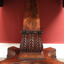 Load image into Gallery viewer, Antique English Flame Mahogany Drop Side Hall Table c1840 – Lion Paw Feet. B12605

