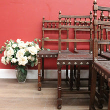 Load image into Gallery viewer, Set of 10 Antique French Dining Chairs, Leather and Pressed Leather Kitchen Chairs. B12191
