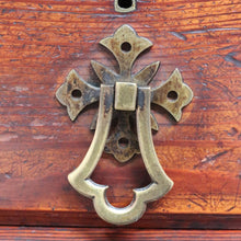 Load image into Gallery viewer, Antique English Oak 8 Drawer Leather Top Brass handles Office Desk with Cabinet Back B13010
