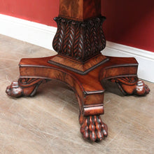 Load image into Gallery viewer, Antique English Flame Mahogany Drop Side Hall Table c1840 – Lion Paw Feet. B12605
