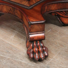 Load image into Gallery viewer, Antique English Flame Mahogany Drop Side Hall Table c1840 – Lion Paw Feet. B12605
