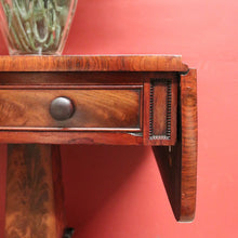Load image into Gallery viewer, Antique English Flame Mahogany Drop Side Hall Table c1840 – Lion Paw Feet. B12605
