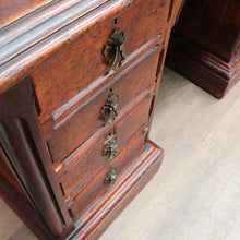 Load image into Gallery viewer, Antique English Oak 8 Drawer Leather Top Brass handles Office Desk with Cabinet Back B13010
