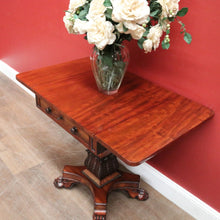 Load image into Gallery viewer, Antique English Flame Mahogany Drop Side Hall Table c1840 – Lion Paw Feet. B12605
