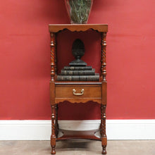 Load image into Gallery viewer, English Side Table with Square Top, Scalloped Apron, Turned Legs and Drawer. B12602
