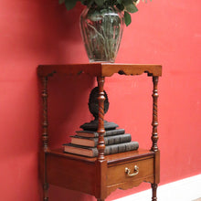 Load image into Gallery viewer, English Side Table with Square Top, Scalloped Apron, Turned Legs and Drawer. B12602
