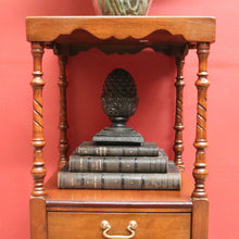 Load image into Gallery viewer, English Side Table with Square Top, Scalloped Apron, Turned Legs and Drawer. B12602
