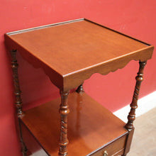 Load image into Gallery viewer, English Side Table with Square Top, Scalloped Apron, Turned Legs and Drawer. B12602
