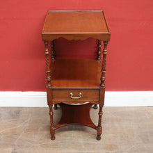 Load image into Gallery viewer, English Side Table with Square Top, Scalloped Apron, Turned Legs and Drawer. B12602
