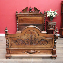 Load image into Gallery viewer, An impressive Antique French Walnut Queen Size Bed - Head, Foot, Rail and Slats B13017
