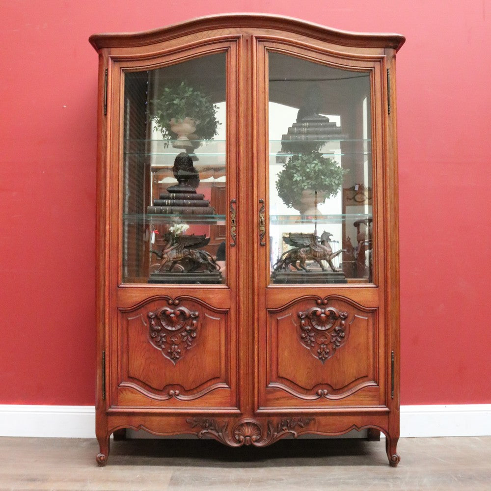 x SOLD Antique French Oak Bookcase, Eight Drawer Display Cabinet or Cupboard, Glass Doors. B12192