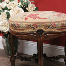 Load image into Gallery viewer, Antique English, Brazilian Rosewood Carved Louis XV Style Stool with Floral Tapestry Seat. B12603
