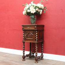 Load image into Gallery viewer, Anrique French Walnut Bedside Table with Marble and Barley twist legs B13018
