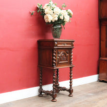 Load image into Gallery viewer, Anrique French Walnut Bedside Table with Marble and Barley twist legs B13018
