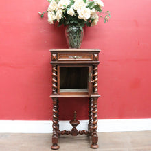 Load image into Gallery viewer, Anrique French Walnut Bedside Table with Marble and Barley twist legs B13018
