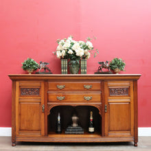 Load image into Gallery viewer, Antique English Edwardian Walnut 2 Door 2 Drawer Sideboard Cabinet B13011
