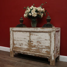 Load image into Gallery viewer, Vintage Narrow Two-Door Sideboard Hall Cabinet – Distressed Farmhouse Finish. B12604
