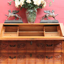 Load image into Gallery viewer, Vintage French Oak Writing Bureau with Drop Front Desk and Two Drawers on cabriole legs B12705
