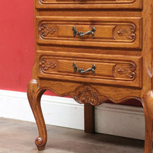 Load image into Gallery viewer, Vintage French Oak Lamp Bedside Table or Lingerie Chest Compact Set of 4 Drawers Brass Handles B12806
