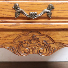 Load image into Gallery viewer, Vintage French Oak Lamp Bedside Table or Lingerie Chest Compact Set of 4 Drawers Brass Handles B12806
