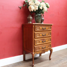 Load image into Gallery viewer, Vintage French Oak Lamp Bedside Table or Lingerie Chest Compact Set of 4 Drawers Brass Handles B12806
