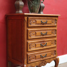 Load image into Gallery viewer, Vintage French Oak Lamp Bedside Table or Lingerie Chest Compact Set of 4 Drawers Brass Handles B12806
