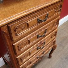 Load image into Gallery viewer, Vintage French Oak Lamp Bedside Table or Lingerie Chest Compact Set of 4 Drawers Brass Handles B12806
