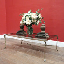 Load image into Gallery viewer, Vintage Glass and Brass Coffee Table with Bamboo-Style Legs and Tassel Detailing. B12596
