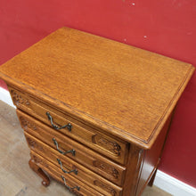 Load image into Gallery viewer, Vintage French Oak Lamp Bedside Table or Lingerie Chest Compact Set of 4 Drawers Brass Handles B12806
