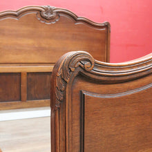 Load image into Gallery viewer, Antique French oak queen size bed frame with carved headboard. B13020
